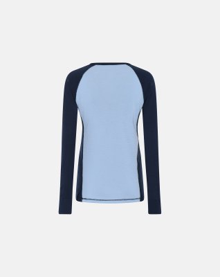 Langærmet t-shirt | 100% merino uld | blå/navy -Dovre Women