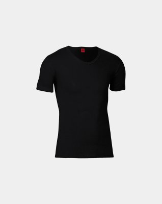"Black or white" t-shirt v-hals | bomuld | sort -JBS