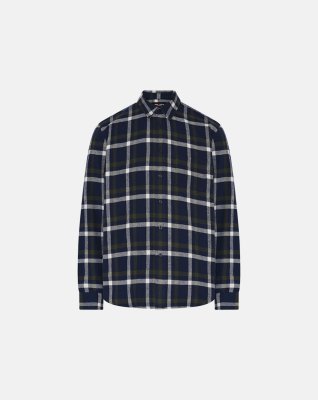 Flannel skjorte | 100% bomuld | navy/hvid -ProActive