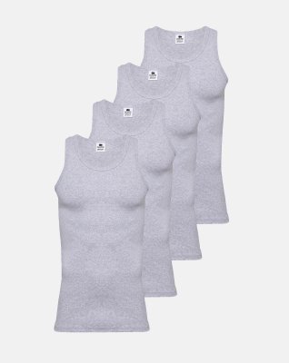 4-pack Undertrøje "rib" | økologisk bomuld | lys grå -Dovre