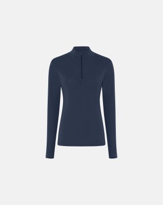 Langærmet trøje med lynlås | 100 % uld | navy -Dovre Women