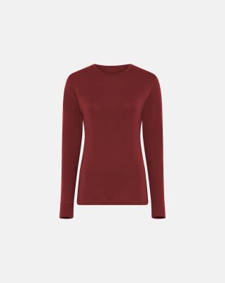 Langærmet t-shirt | 100% merino uld | rød -Dovre Women