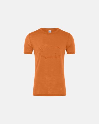 T-shirt | 100% økologisk uld | orange m. print -Dovre
