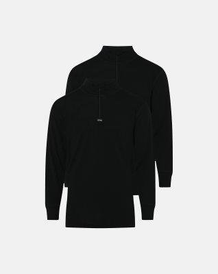 Langærmet t-shirts "zip" 2-pak | 100% merino uld | Sort -Dovre Langærmet t-shirts "zip" 2-pak | 100% merino uld | Sort -Dovre