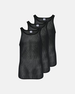 Tanktop "mesh" 3-pak, 100% merino uld, Sort Tanktop "mesh" 3-pak, 100% merino uld, Sort