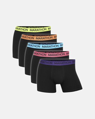 Tights 5-pak | Bambusviskose | Sort med farvet elastik -Marathon Tights 5-pak | Bambusviskose | Sort med farvet elastik -Marathon